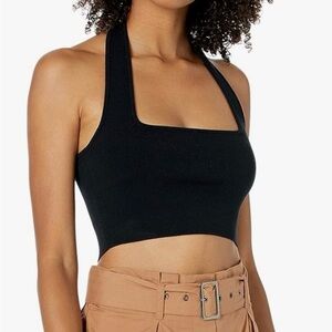 Black Halter Neck Crop Top